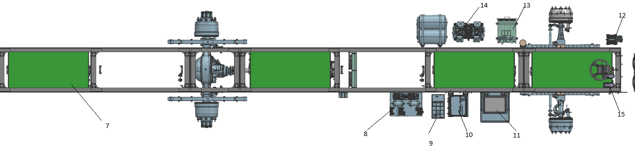 Central drive system, top view with battery packs