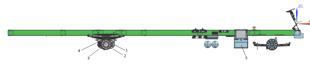 E-axle drive system, side view of the chassis